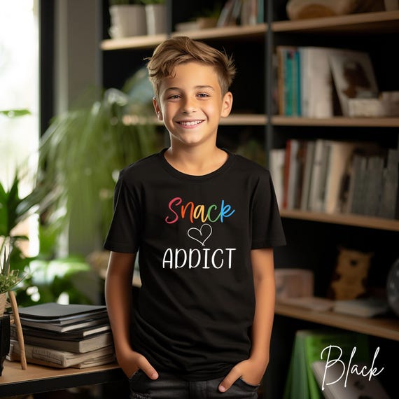 Snack Addict Youth T-shirt, Funny Matching Family Top, Playground Friendly Kids Tee, Back to School Outfit