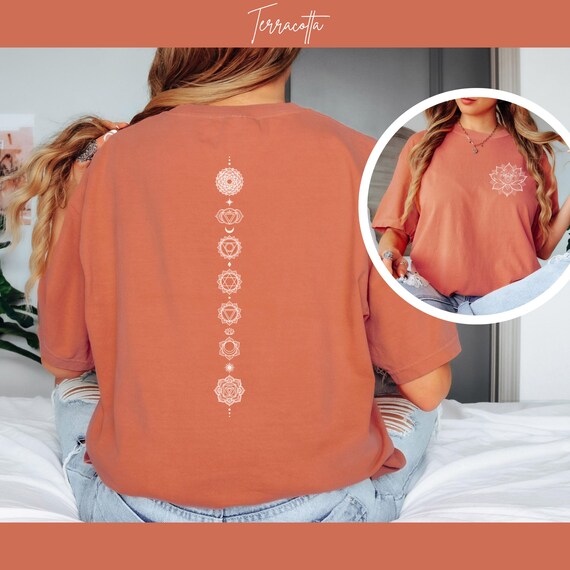 Spiritual Lotus Mandala Tee, Seven Chakra Yoga Top, Healing Energy Tshirt, Mindful Meditation Shirt