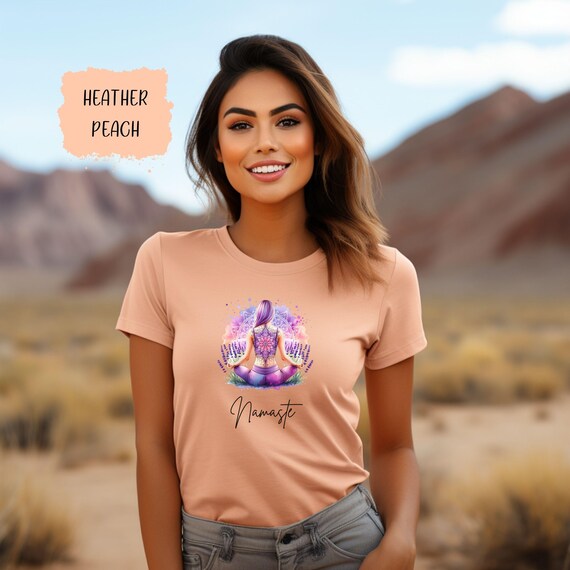 Namaste Yoga Lavender Fields Watercolor T-Shirt, Inspirational Quote Tee, Mindfulness Apparel Gift, Motivational Positive Vibes Shirt