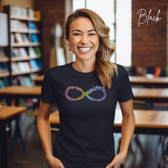 Floral Infinity Shirt, Gentle Spectrum Design, Neurodiversity Symbol, Autism Acceptance Gift, Soft Growth Symbol T-shirt