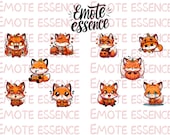 Adorable Kawaii Fox Twitch Emote Pack - 10 Cute Fox Emojis for Streamers, Digital Download, Charming Anime Style Fox Emotes