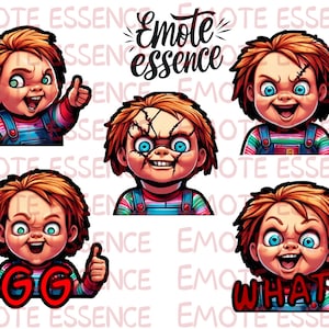 5 Chucky Emotes for Twitch - Inspired Character Emotes, Digital Download, Streamer Emotes