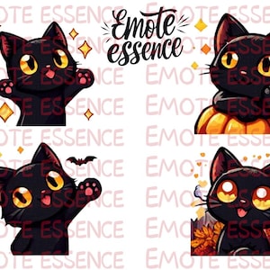 秋をテーマにした黒猫の絵文字 4 選 | Twitch、Discord、WhatsApp ステッカー | かわいいハロウィンと秋の絵文字