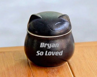 Dainty Black Cat Urn , Pet Loss Memorial Gift, Urn for Cat Ashes, Unique Handmade Pet Urn 8.5 cubic in, Multipurpose Cat Box, Custom Pet Urn