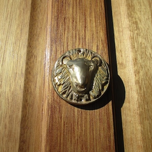 Heavy Round Brass Sun Lion Door Plaque Screw Mountable