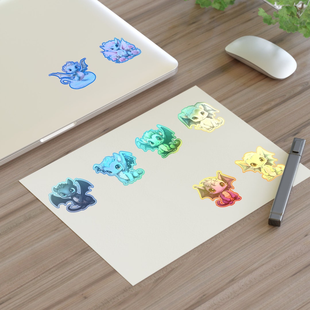Cute Colorful Baby Dragon Sticker Sheets | Baby Dragon Stickers | Cute ...