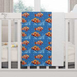 Finding Nemo fleece baby blanket, nursery decor, baby blankets, baby shower gifts, nursery decor, finding nemo themed decor for nursery