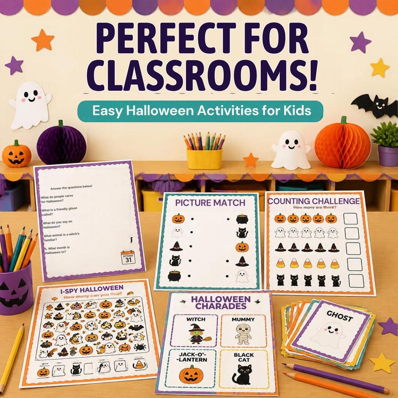 Halloween Party Games Printable Bundle, 50 Fun Games for Kids and ...
