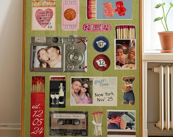 Plantilla imprimible de caja de cerillas verde para novio, póster retro editable de Canva, regalo de aniversario para él, regalo de San Valentín.