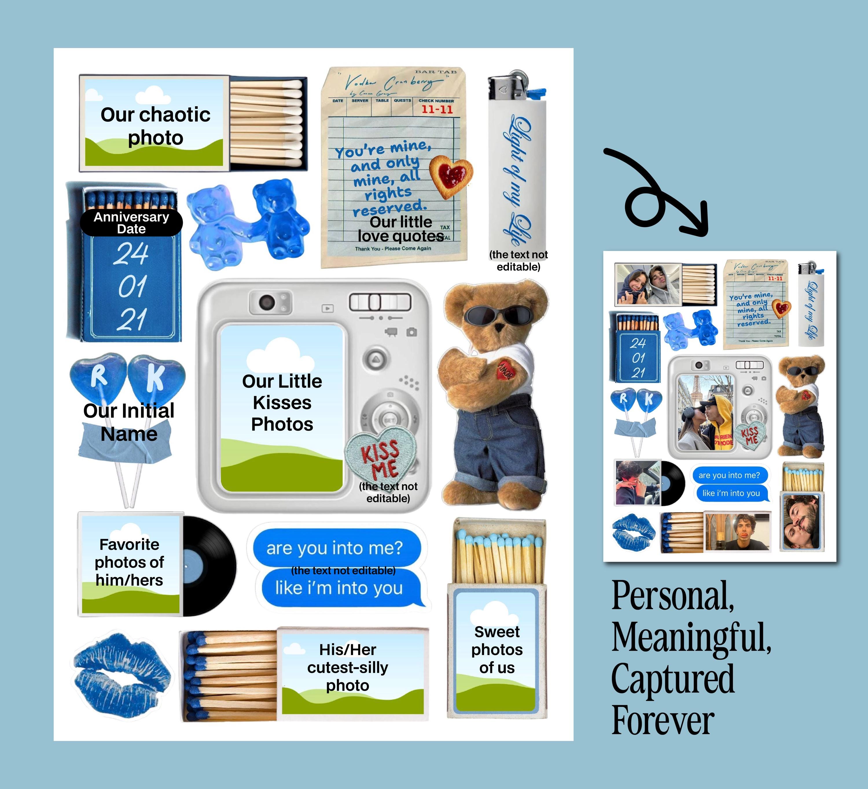 Editable Blue Matchbook Art Print Poster Template, Couple Matchbox ...