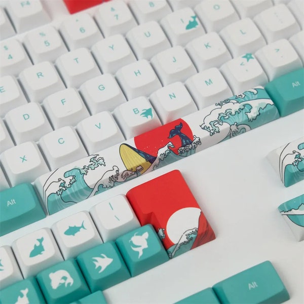 Coral Sea Keycap Keycap Set - 128 Piece - XDA Profile Personalized Keycaps for Cherry MX Switch Mechanical Keyboard