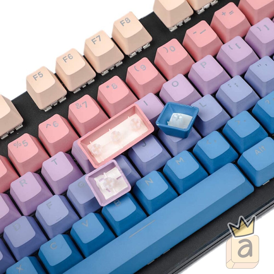 Pastel Gradient Backlit Keycap Set 122 Piece Double Shot PBT Dyesublimated OEM Profile Profile