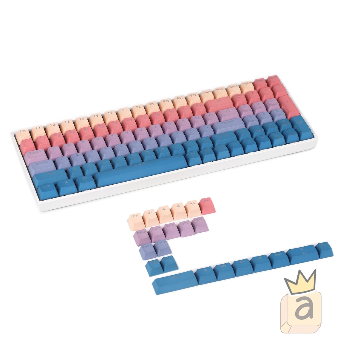 Pastel Gradient Backlit Keycap Set 122 Piece Double Shot PBT Dyesublimated OEM Profile Profile