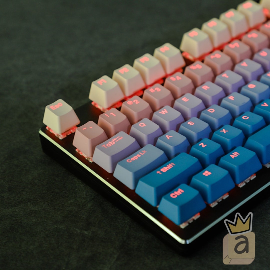 Pastel Gradient Backlit Keycap Set 122 Piece Double Shot PBT Dyesublimated OEM Profile Profile