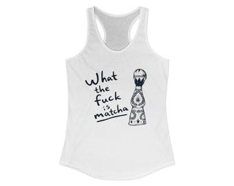 Camiseta sin mangas estilo racerback para mujer Ideal - Matcha (Negro)