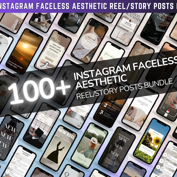 100+ Faceless Instagram Reel Templates | Aesthetic Reels | Reels Canva templates | Content Creator Reels Animated - Bundle - PLR Resell