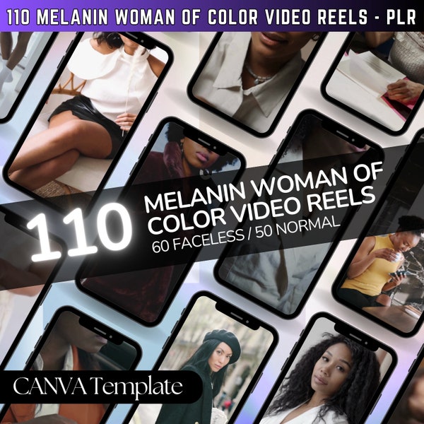 110 Melanin Women of Color Video Reels Social Media Stock Videos, IG reels, Faceless Instagram Marketing Black Woman Video Reels PLR Resell
