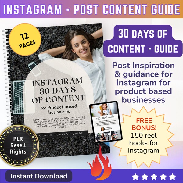 Instagram 30 Days of Content Creation Plan - Social Media Instagram post Strategy | Instagram marketing guide