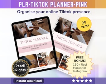 TikTok Planner - Pink PLR | Tiktok Planner | Social Media Planner | PLR