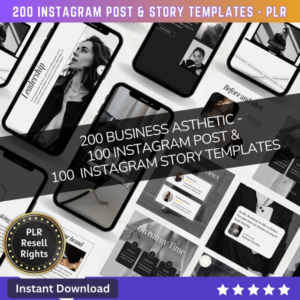 200 Business Aesthetic Instagram Post Image Templates | Aesthetic Reels | Reels Canva templates | Content Creator Reel | Video Reels - PLR