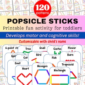 Popsicle Sticks Activity for Toddlers Montessori Printable Activities Preschool Printables for Kids Homeschool Resources