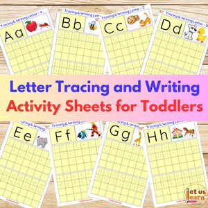 A-Z Alphabet Letter Tracing and Writing Worksheet Activity Toddler Preschool Homeschooling