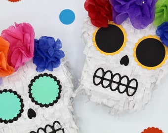 Sugar Skull Mexican Pinata, Day of Dead Pinata READY TO SHIP - 8 inch - Party Favors, Party Decor