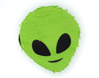 Alien Pinata, Space Pinata - READY TO SHIP - 8 inch - Alien Party Theme, Green Alien Pinata, ufo pinata