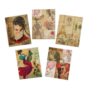 Valentinstag Grußkarten im Vintage-Stil, Multi-Design Grußkarten (5er-Pack) 4,25 "x 5,5" mit Umschlägen