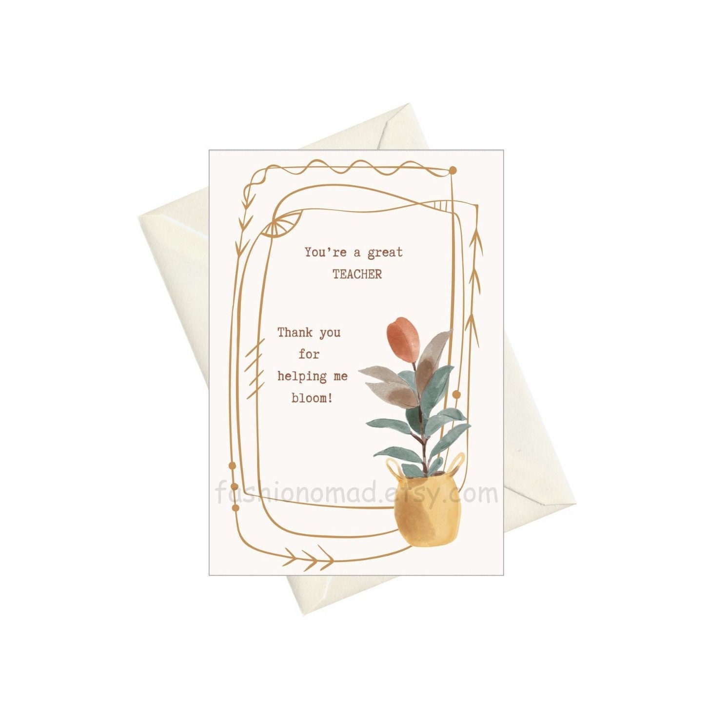 Teacher Appreciation Thank You Digital Printable Greeting Card