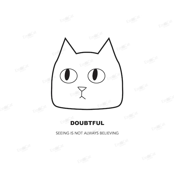 Digital cat drawing with expression and quotations