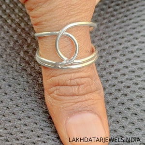 925 sterlingzilveren ringen voor haar, knoopringen, verstelbare ringen, zilveren knoopring, stapelbare dikke ring, wrapround ring, cadeau voor haar