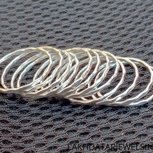 Set of 12 Statement Rings, Hammered Ring Set, 925 Sterling Silver Rings, Chunky Ring Set, Stacking Ring Set, Minimalist Jewelry, All Size
