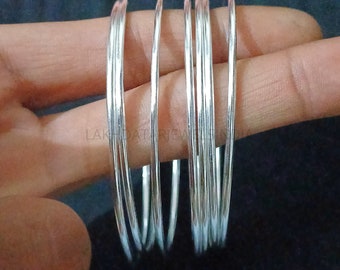 Conjunto de 7 pulseiras, conjunto de pulseiras simples de prata esterlina 925 sólida, conjunto de pulseiras femininas, lindo conjunto de pulseiras simples, joias feitas à mão, presente para ela