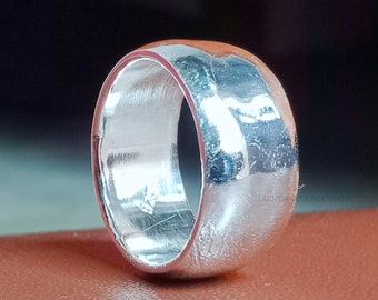 Dome Ring, 925 Sterling Silver Dome Ring, Silver Heavy Wide Band, Simple 12mm Plain Wedding Band, Mens Wide Band, Gift For Women