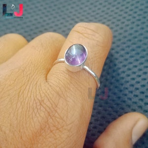 Genuine Purple Amethyst Ring, 925 Sterling Silver Ring, Stacking Ring, Minimalist Ring, Dainty Ring, Simple Gemstone Ring, Gift For Her