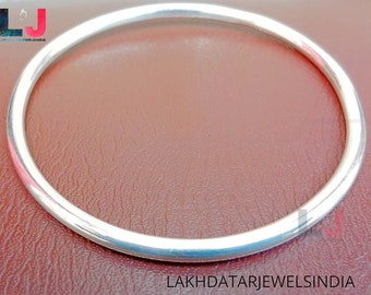 EM ESTOQUE MASSIVO Pesado 12 Calibre Grosso Sólido 925 Prata Esterlina, Pulseira Redonda, Pulseira de Casamento de Banda Larga, Pulseira Simples Stacker