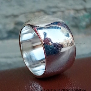 Plain Wide Band Ring, 925 Sterling Silver Dome Statement Ring, 14mm Heavy Wide Band, Wedding Jewelry, Thumb Ring, Gift For Him