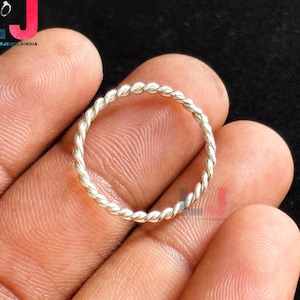 Sterling Silver Twisted Rope Ring, Minimalist Stacking Ring, Dainty Handmade Band, Simple Everyday Jewelry