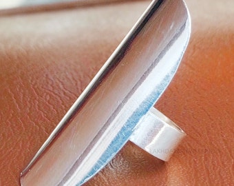 Long Statement Ring, 925 Sterling Silver Ring, Rings for Women, Full Finger Ring, Cigar Ring, Long Tube Ring, Handmade Wedding Chunky Ring,