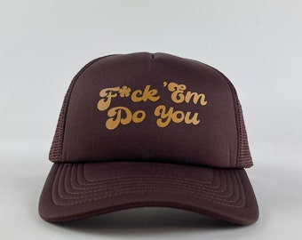 Trendy Brown Foam Hipster Trucker Hat