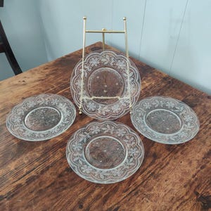 Vintage EAPG Indiana Glass Co, Doily Plates, Clear Floral Lace Pattern,  Elegant Pressed Glass, Etched Floral Pattern Plates, 8.25&quot;, 1920s