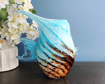 Vintage Hand Blown Art Glass Quirky Fish Sculpture, Murano Style Fish Figurine