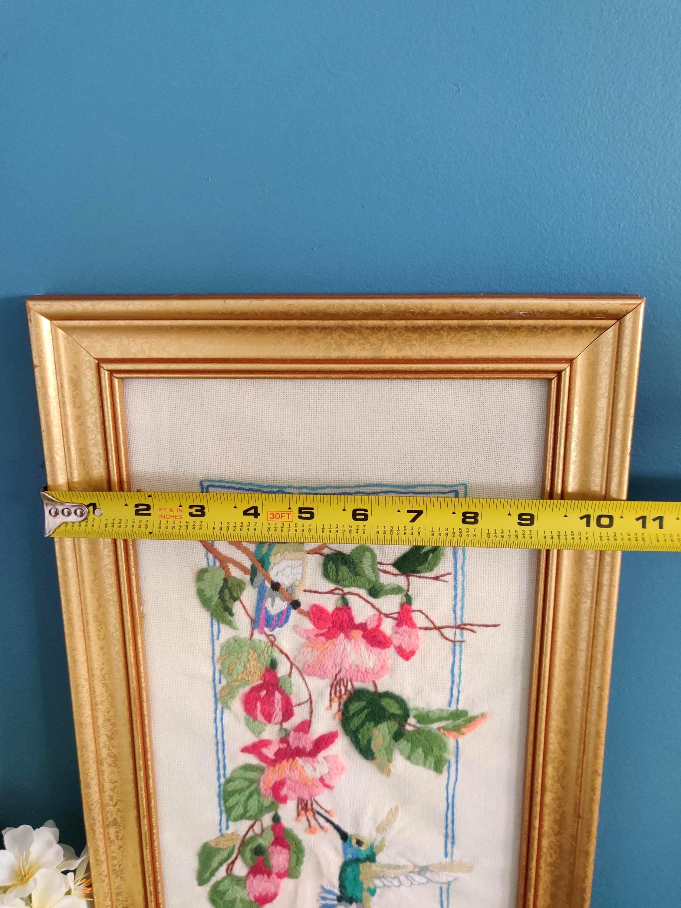 Vintage Framed Crewel Hummingbirds & Flowers Wall Art, Colorful Bird ...