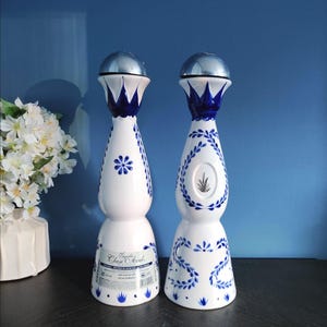 Pair 750ML - Clase Azul Reposado Tequila Bottles, Hand Painted