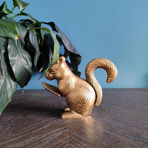 Vintage Brass Squirrel Nutcracker, Brass Woodland Figurine