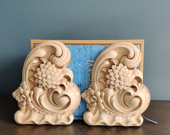 Vintage Syroco Carved Composite Wood Floral Scroll Bookends - Rococo Ornate Shelf Decor, Victorian Office Book Ends