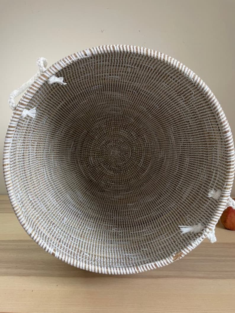 African Extralarge Woven Basket With Lid, Senegal Laundry Basket