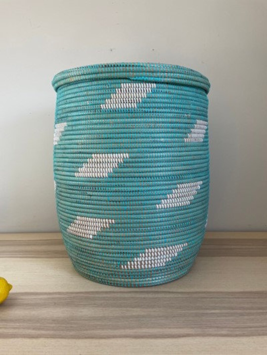 African Extralarge Woven Basket With Lid, Senegal Laundry Basket