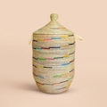 African Extra-Large Woven Basket with Lid, Senegal Laundry Basket/Hamper, Tall Storage Basket, Wicker Basket, 30" Tall/18" Diameter product logo